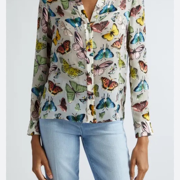 Alice + Olivia Eloise Butterfly Button Down Blouse - Multicolor - Picture 2 of 5